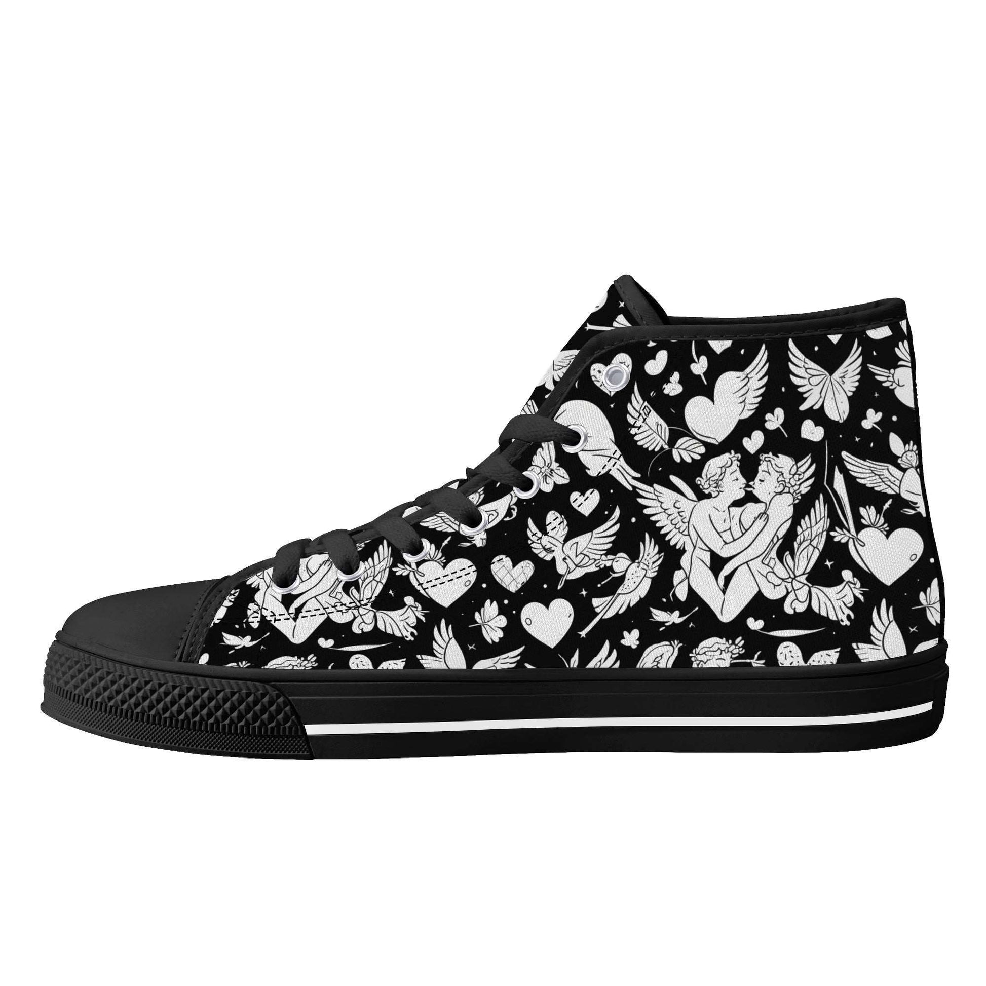 Abstract Love Mens High Top Canvas Shoes DeRose Seasonal