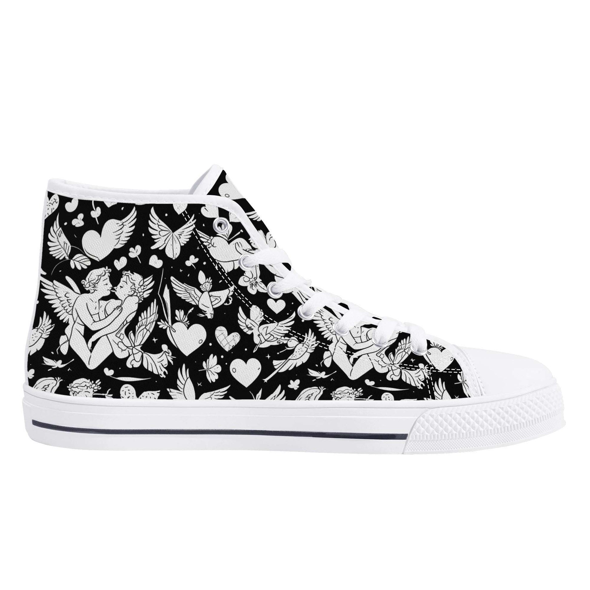 Abstract Love Mens High Top Canvas Shoes DeRose Seasonal