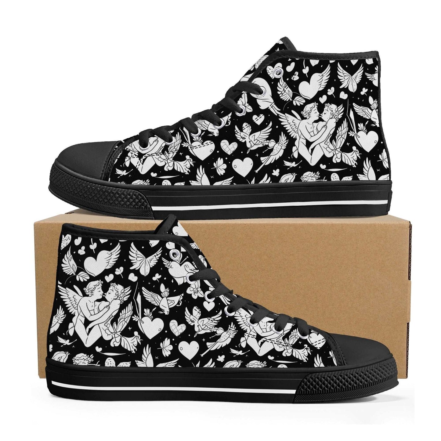 Abstract Love Mens High Top Canvas Shoes DeRose Seasonal