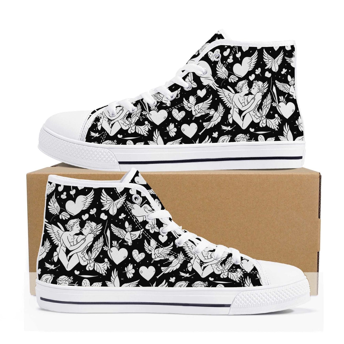 Abstract Love Mens High Top Canvas Shoes DeRose Seasonal