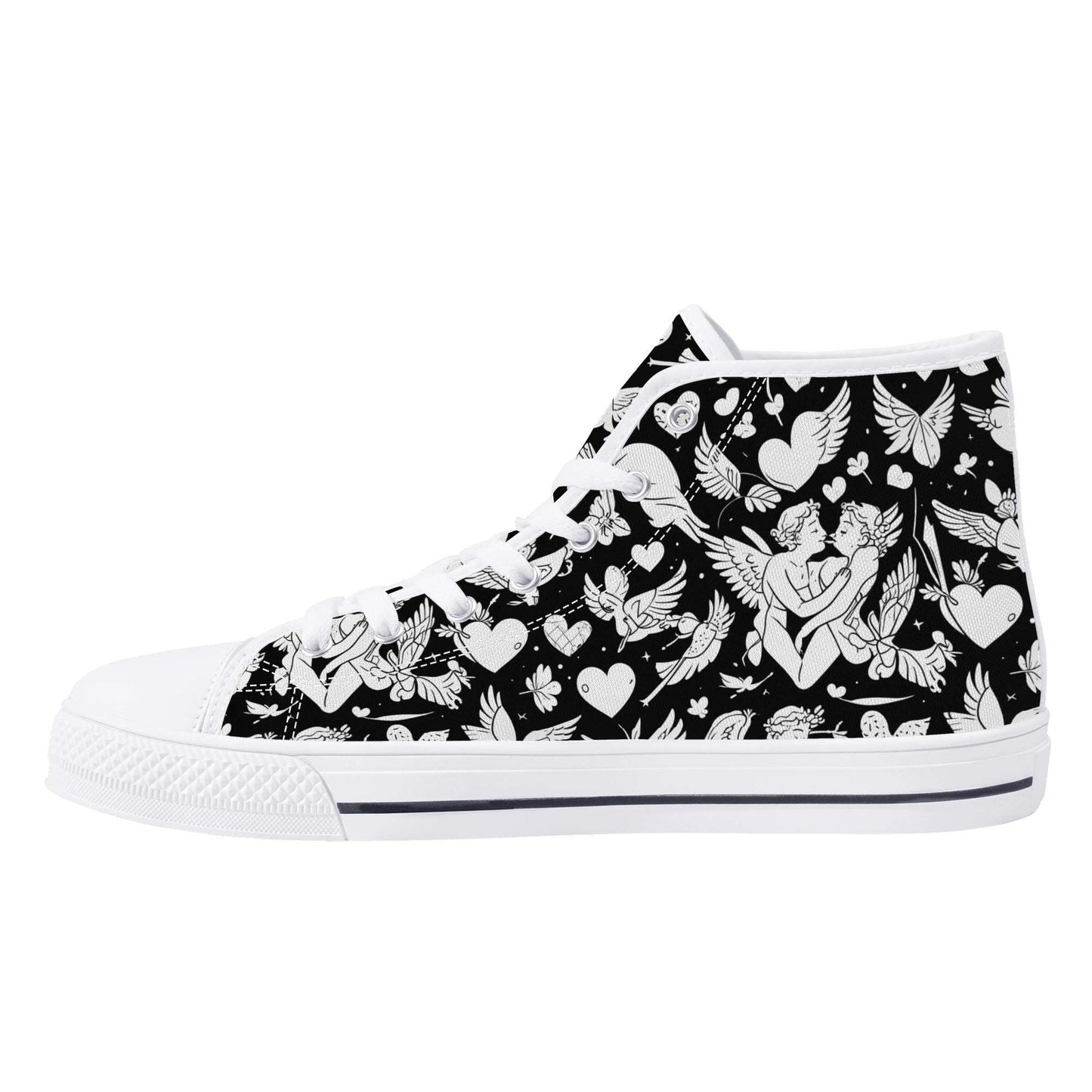 Abstract Love Mens High Top Canvas Shoes DeRose Seasonal