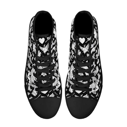 Abstract Love Mens High Top Canvas Shoes DeRose Seasonal