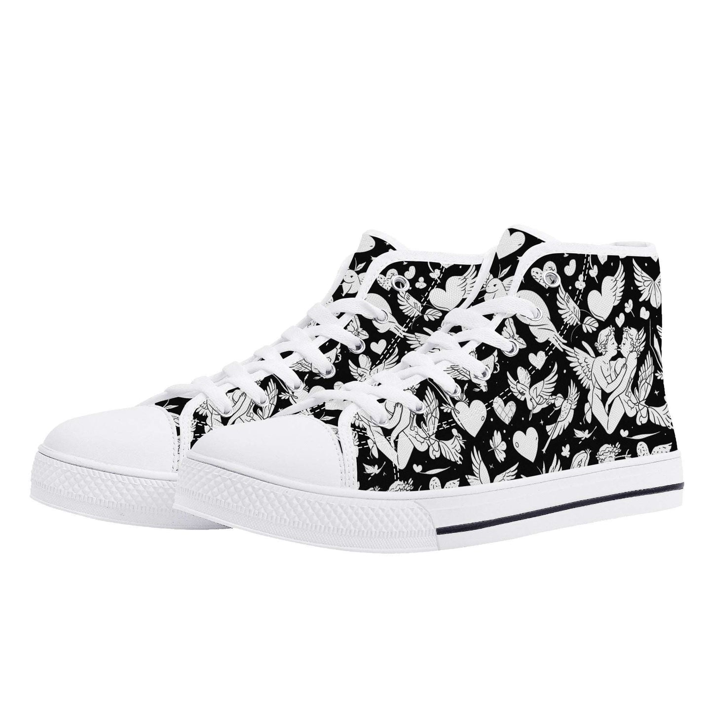 Abstract Love Mens High Top Canvas Shoes DeRose Seasonal