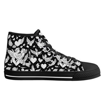 Abstract Love Mens High Top Canvas Shoes DeRose Seasonal