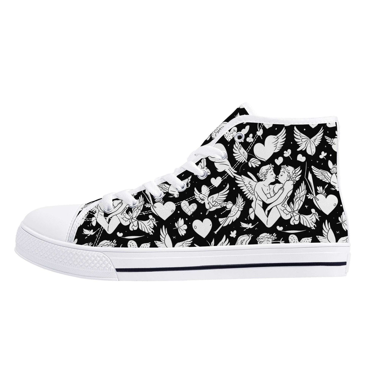 Abstract Love Mens High Top Canvas Shoes DeRose Seasonal