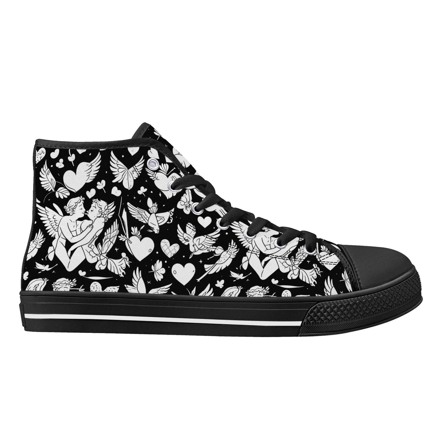 Abstract Love Mens High Top Canvas Shoes DeRose Seasonal