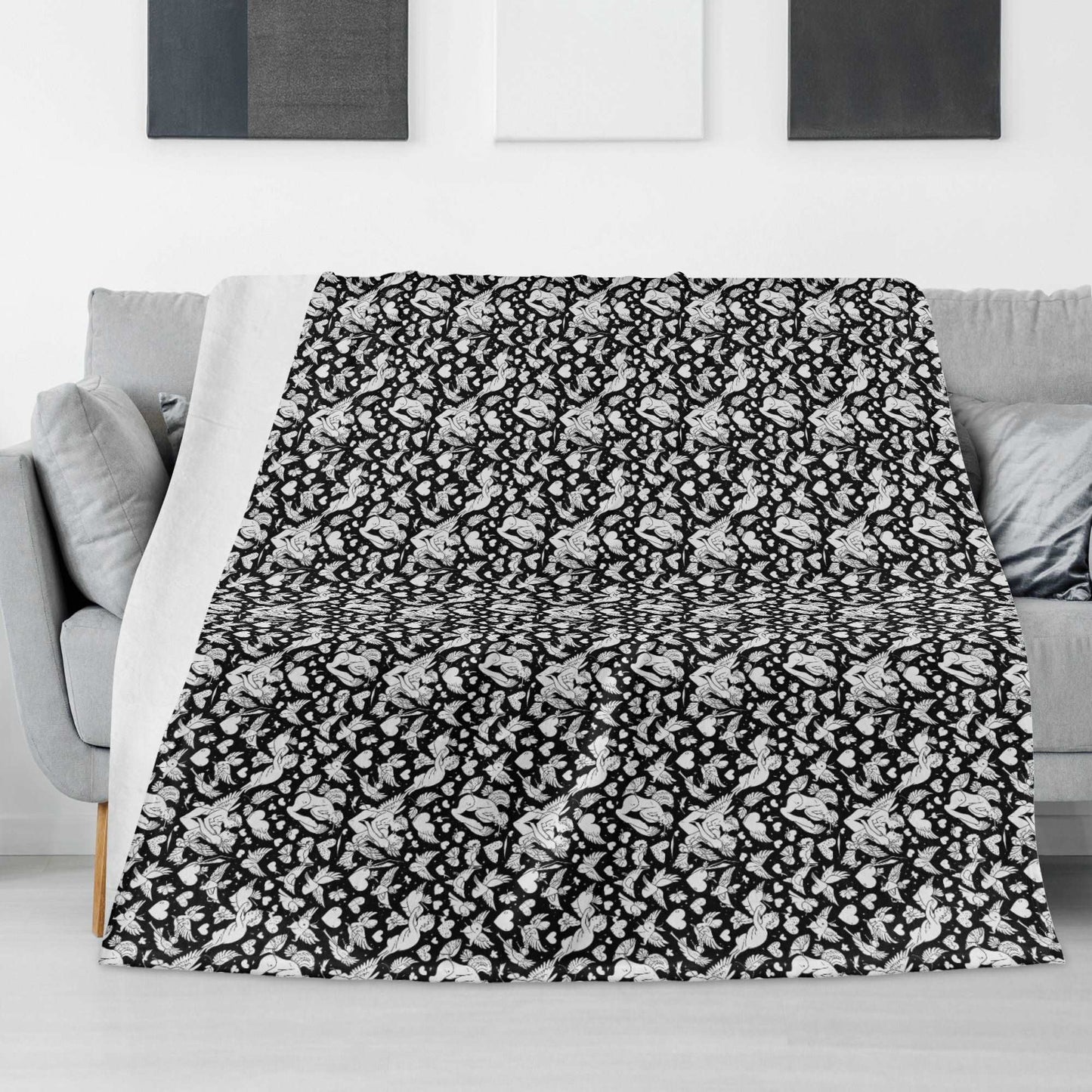 Abstract love Flannel Breathable Blanket 4 Sizes DeRose Seasonal