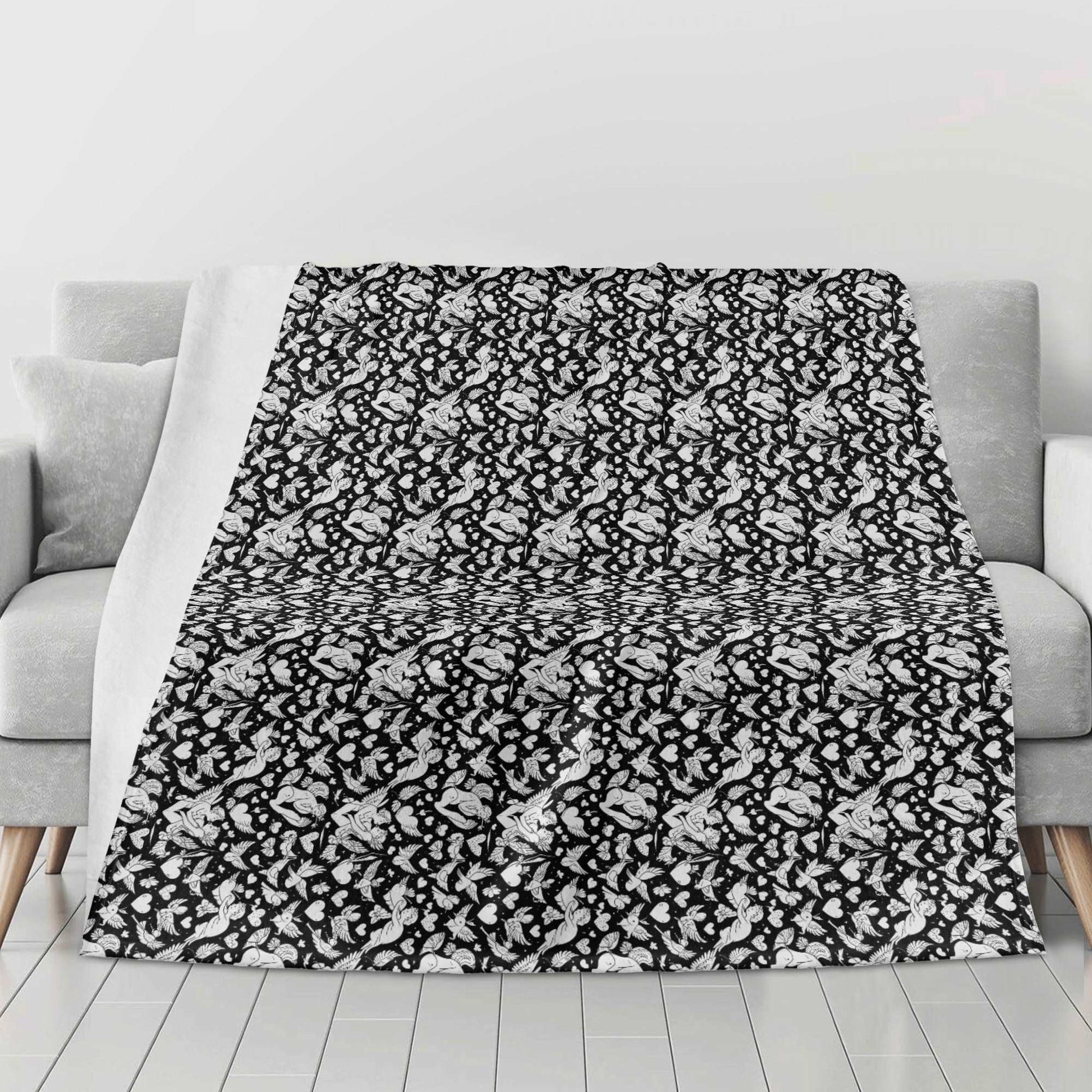 Abstract love Flannel Breathable Blanket 4 Sizes DeRose Seasonal