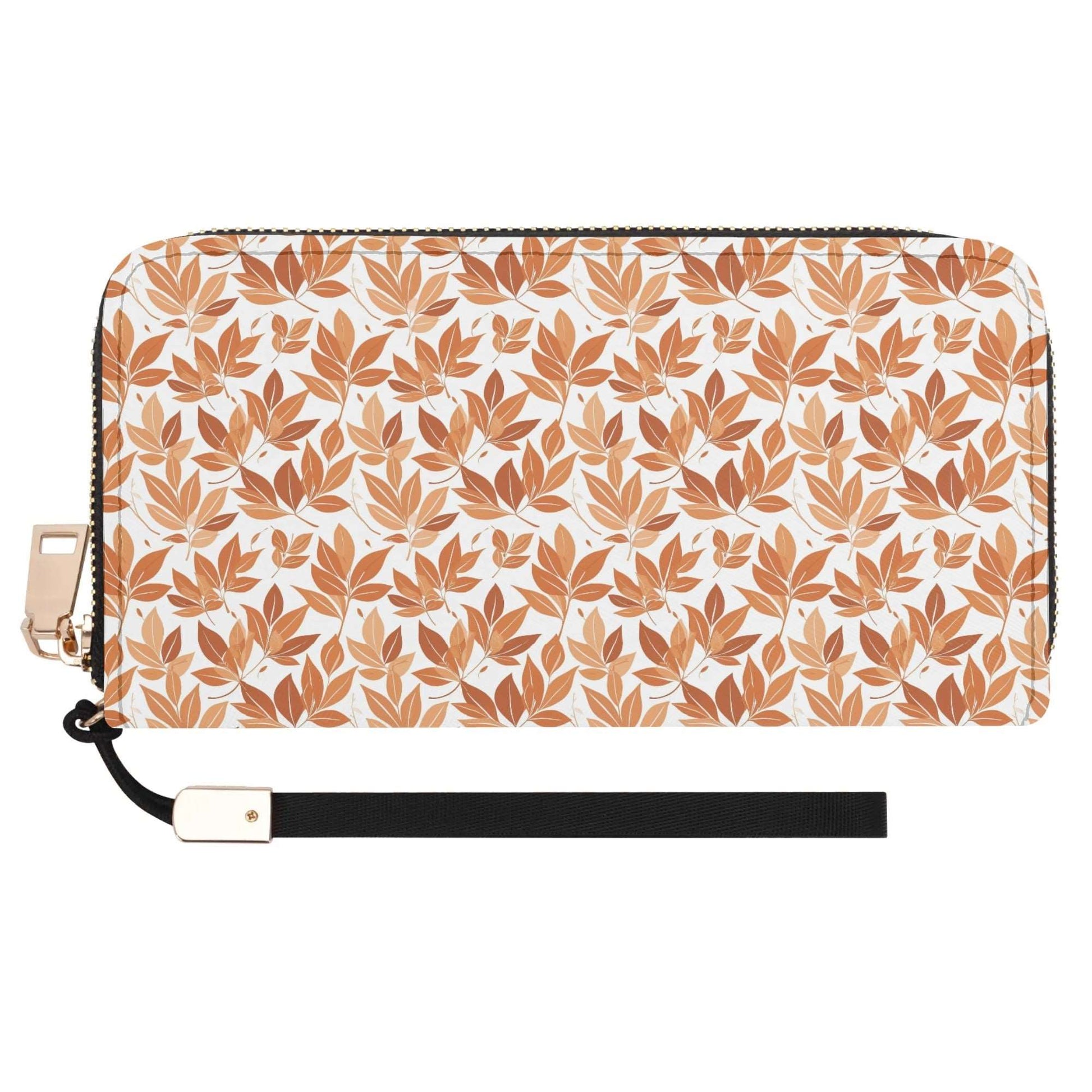 Autumn Leaves Leather Zipper Wristlet Wallet DeRose Seasonal