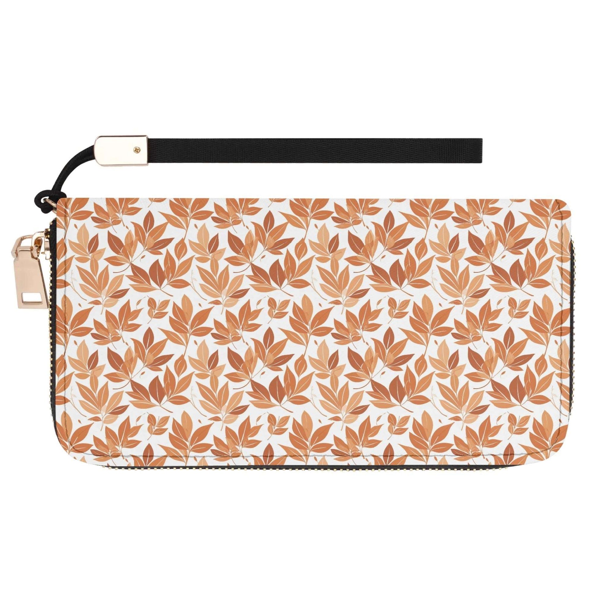 Autumn Leaves Leather Zipper Wristlet Wallet DeRose Seasonal