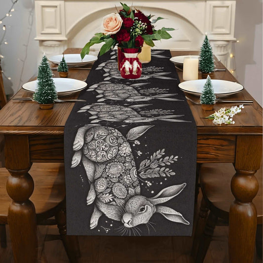 Big Abstract Bunny Polyester Table Runner DeRose Seasonal