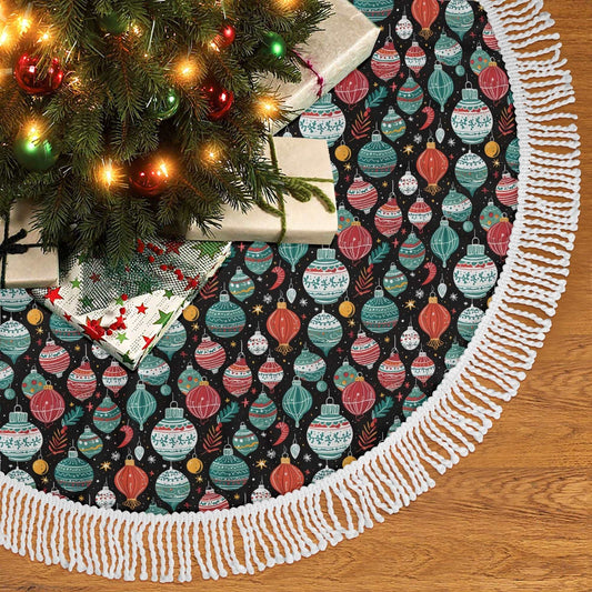 Big Ornament Fringed Christmas Tree Skirts DeRose Seasonal