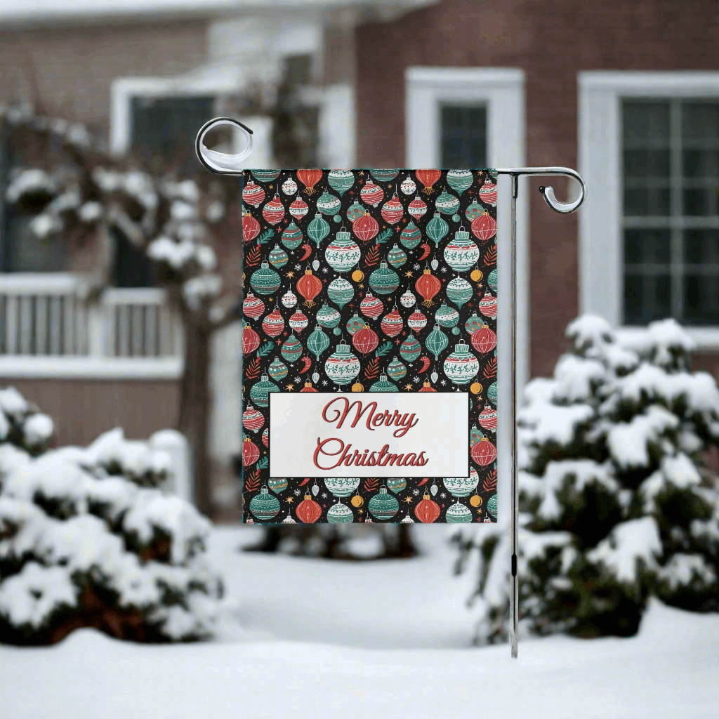 Big Ornament Garden Flag Merry Christmas Banner 12.5 x18 In DeRose Seasonal