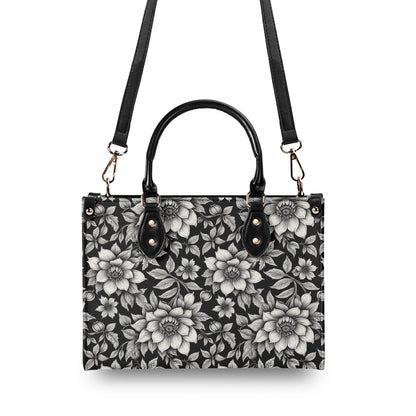 Black and White Bloom Luxury Women Leather Handbag DeRose Seasonal