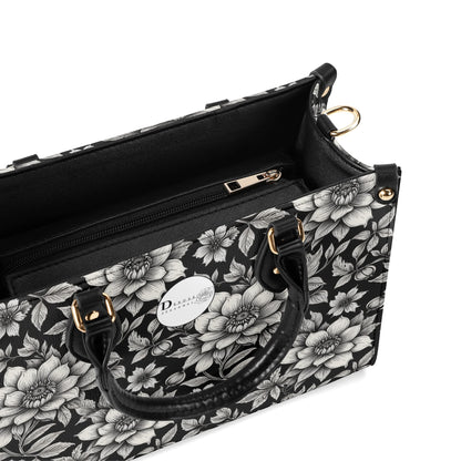 Black and White Bloom Luxury Women Leather Handbag DeRose Seasonal