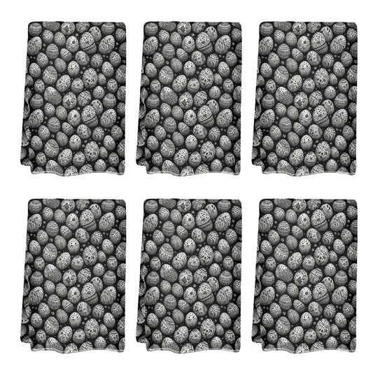 Black and White Egg Hand Towels (6 Pcs) DeRose Seasonal