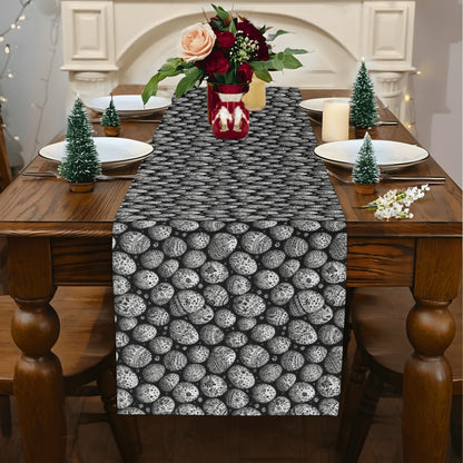 Black and White Egg Polyester Table Runner DeRose Seasonal