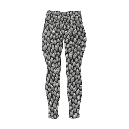 Black and White Egg Women's Plus Size High Waited Leggings Women's High Waist Leggings(Plus Size)(ModelL45) DeRose Seasonal