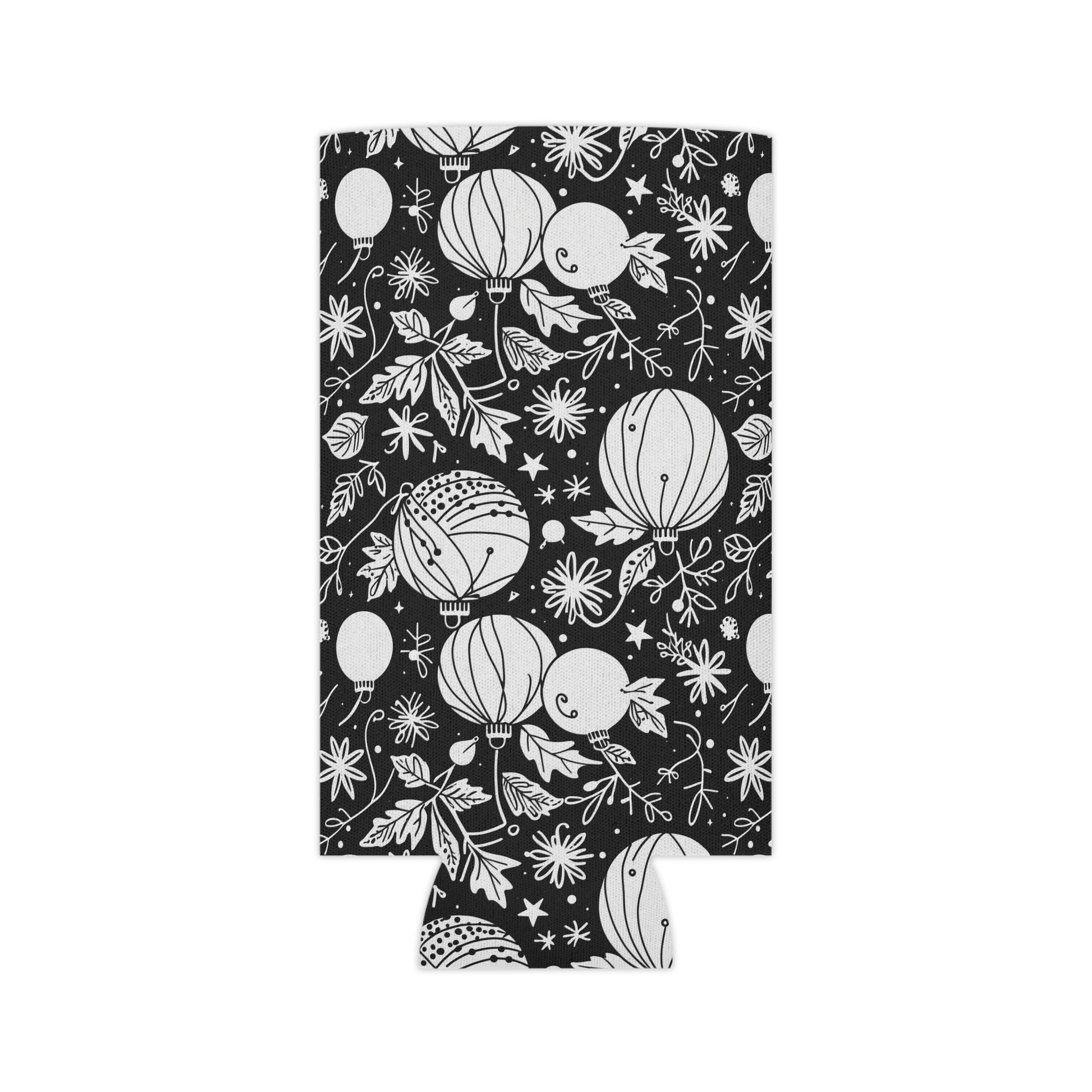 Black and White Festive Ornaments Can Cooler 50% Off DeRose Seasonal