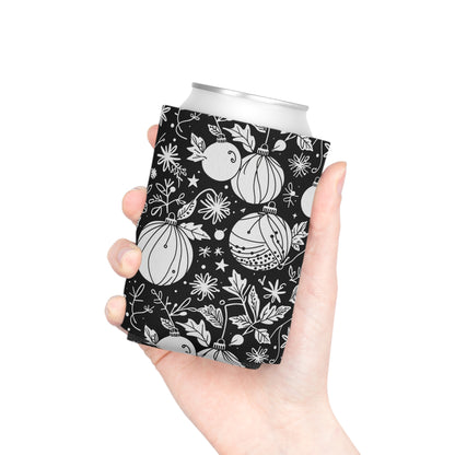 Black and White Festive Ornaments Can Cooler 50% Off DeRose Seasonal