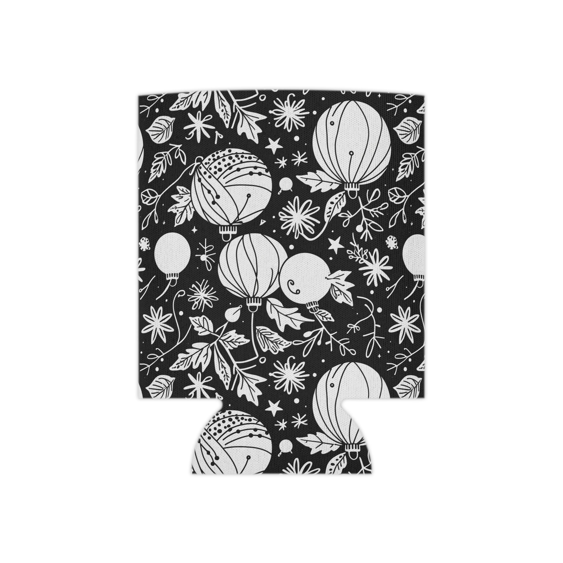 Black and White Festive Ornaments Can Cooler 50% Off DeRose Seasonal