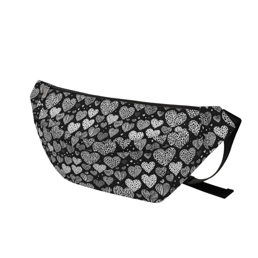 Black and White Hearts Fanny Pack DeRose Seasonal