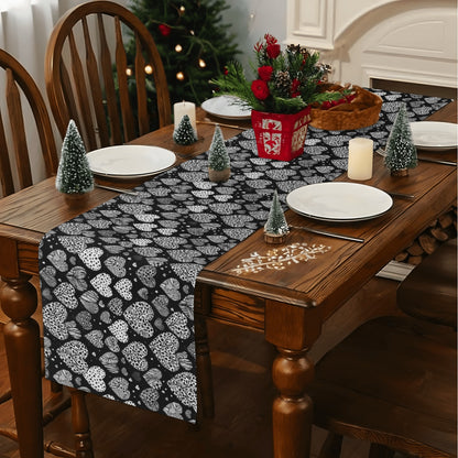 Black and White Hearts Polyester Table Runner DeRose Seasonal