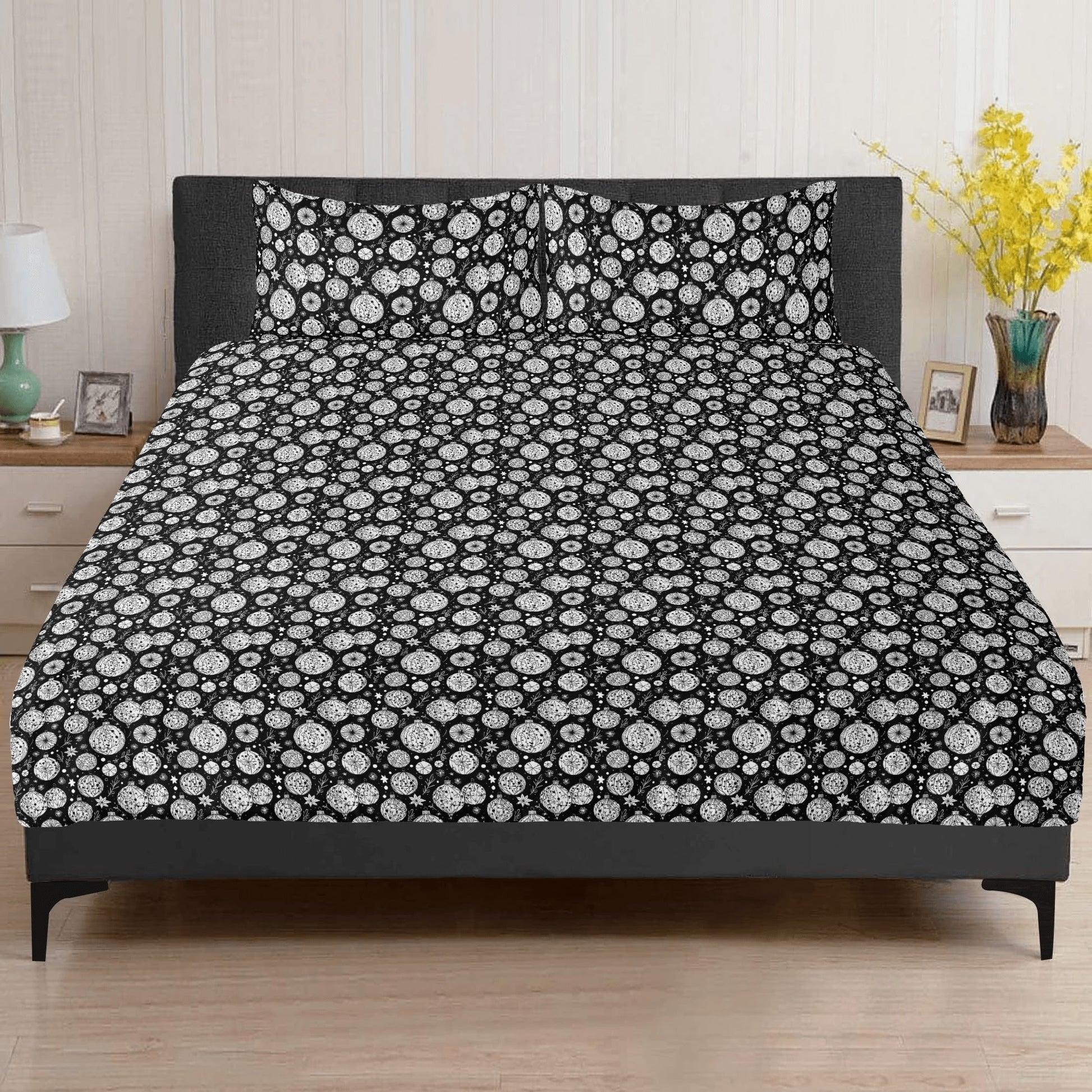 Black and White Ornament 3 Pcs Beddings DeRose Seasonal