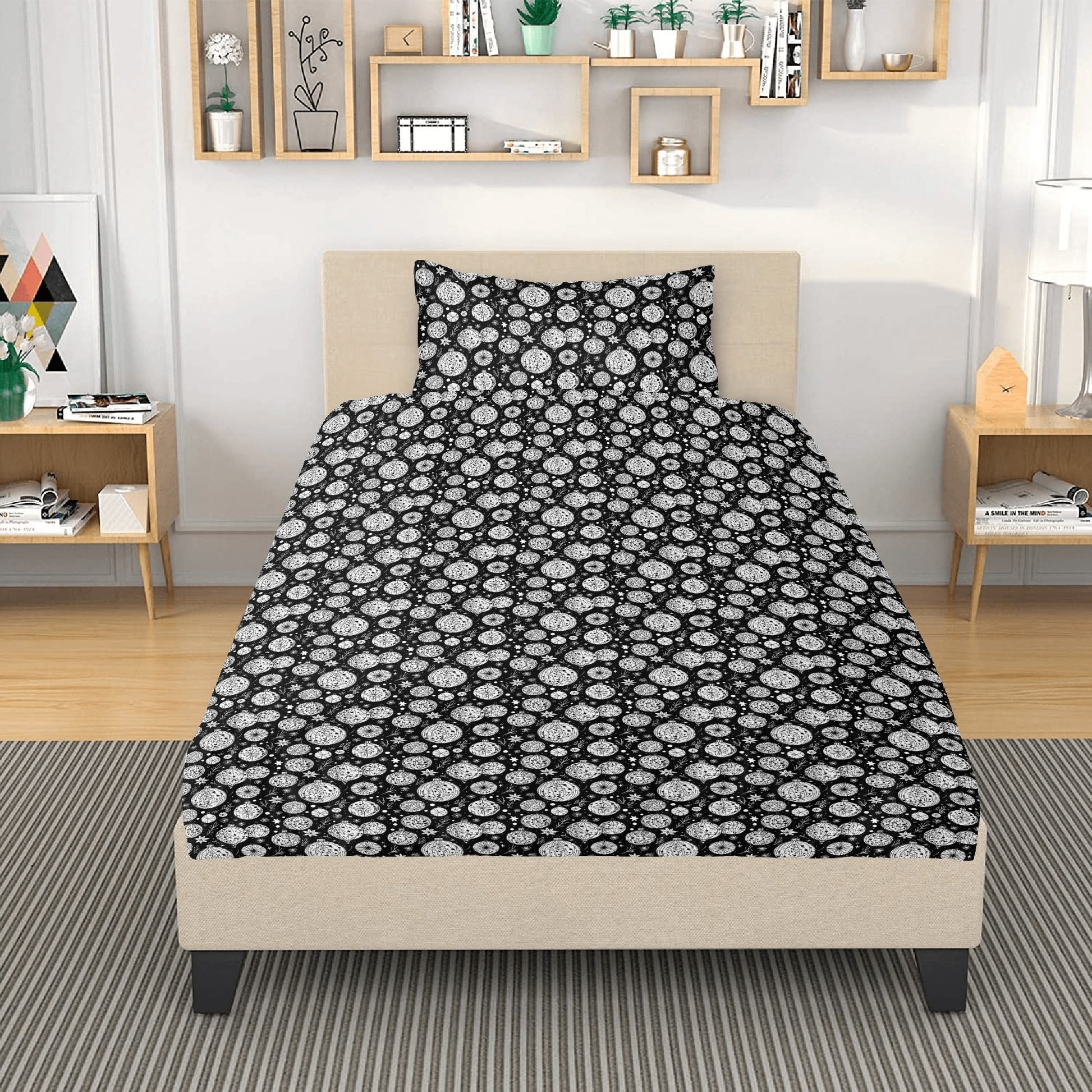 Black and White Ornament 3 Pcs Beddings DeRose Seasonal