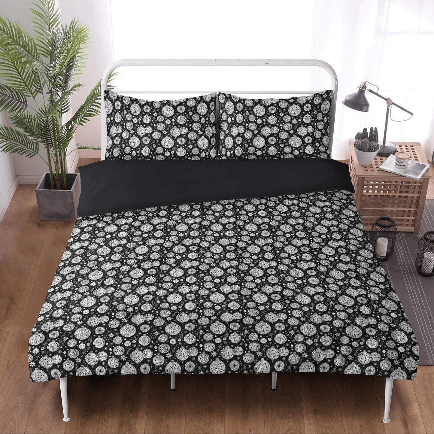 Black and White Ornament 3 Pcs Beddings DeRose Seasonal