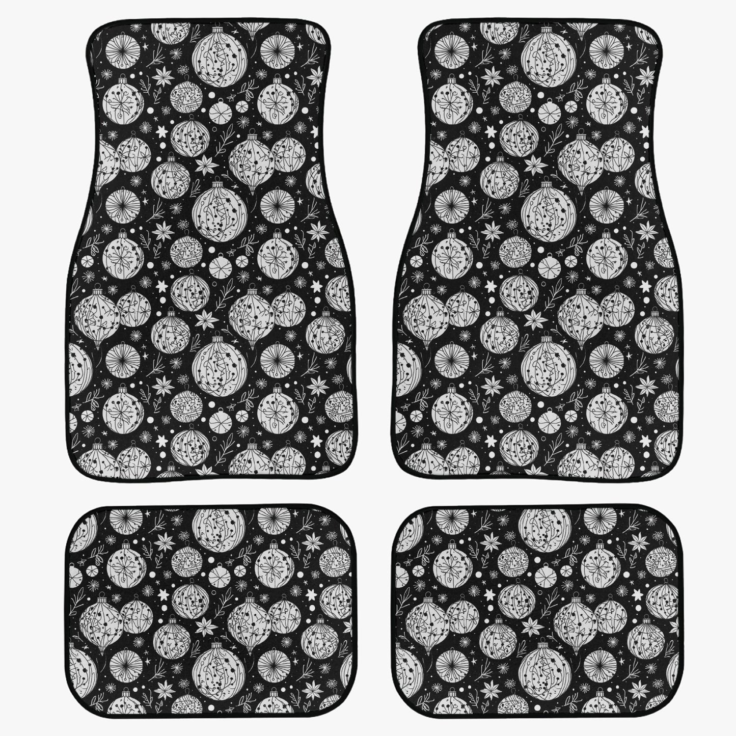 Black and White Ornament Car Floor Mats - 4Pcs DeRose Seasonal