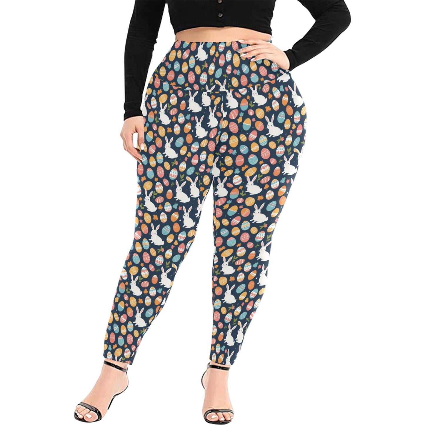 Bunny Eggs Women's Plus Size High Waited Leggings Women's High Waist Leggings(Plus Size)(ModelL45) DeRose Seasonal