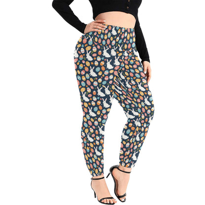 Bunny Eggs Women's Plus Size High Waited Leggings Women's High Waist Leggings(Plus Size)(ModelL45) DeRose Seasonal