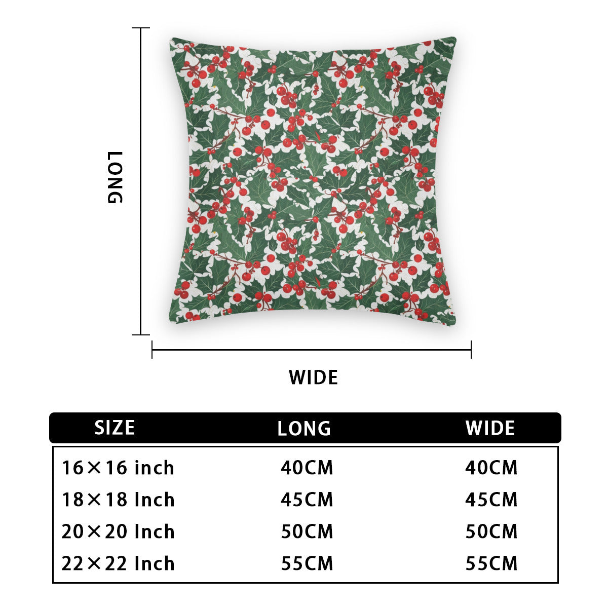 Christmas Holly Cushion cover (6 sets, same sides)｜Polyester DeRose Seasonal