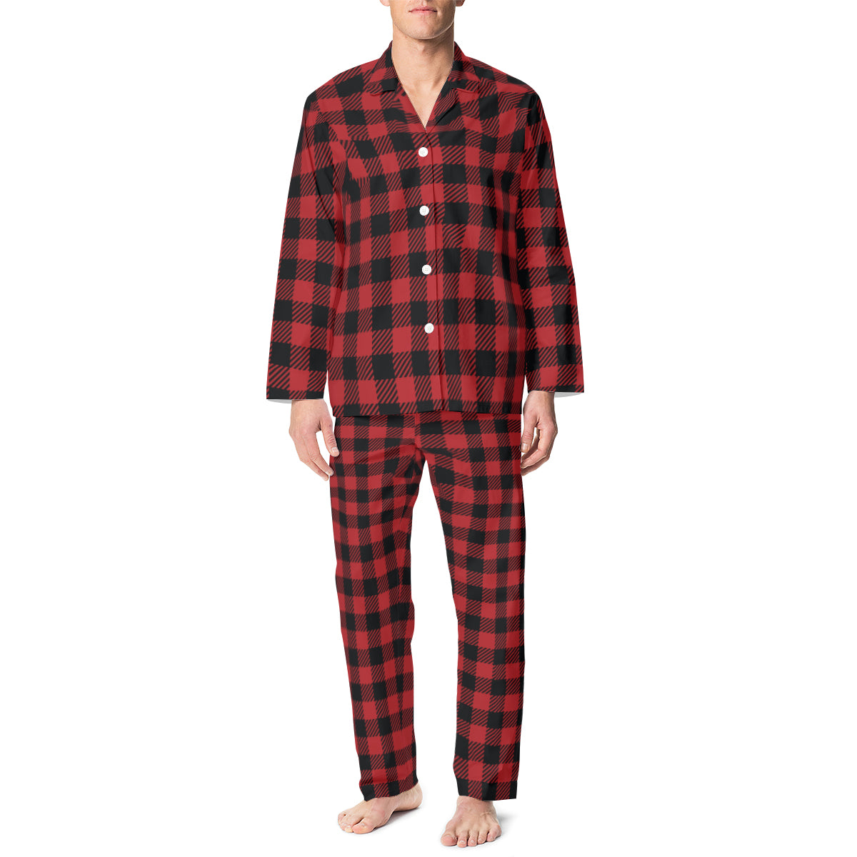 Classic Red Plaid Unisex Pajama Set (Multi-Faceted Design) | Flannel DeRose Seasonal