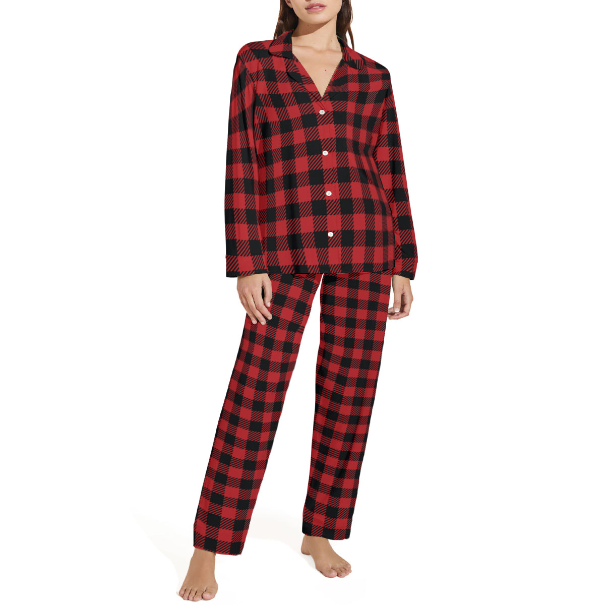 Classic Red Plaid Unisex Pajama Set (Multi-Faceted Design) | Flannel DeRose Seasonal