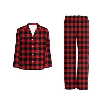 Classic Red Plaid Unisex Pajama Set (Multi-Faceted Design) | Flannel DeRose Seasonal