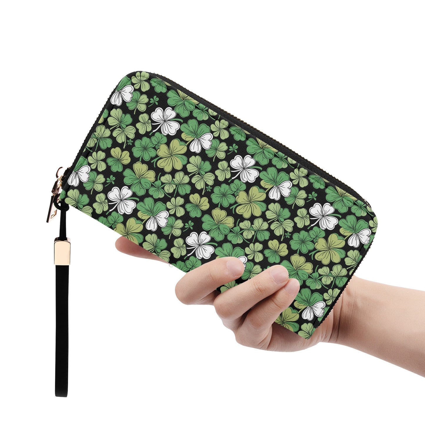 Clover Patch Leather Zipper Wristlet Wallet DeRose Seasonal