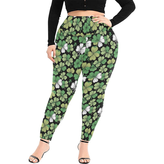 Clover Patch Women's Plus Size High Waited Leggings Women's High Waist Leggings(Plus Size)(ModelL45) DeRose Seasonal