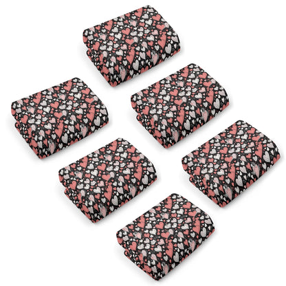 Colorful Hearts Hand Towels (6 Pcs) DeRose Seasonal