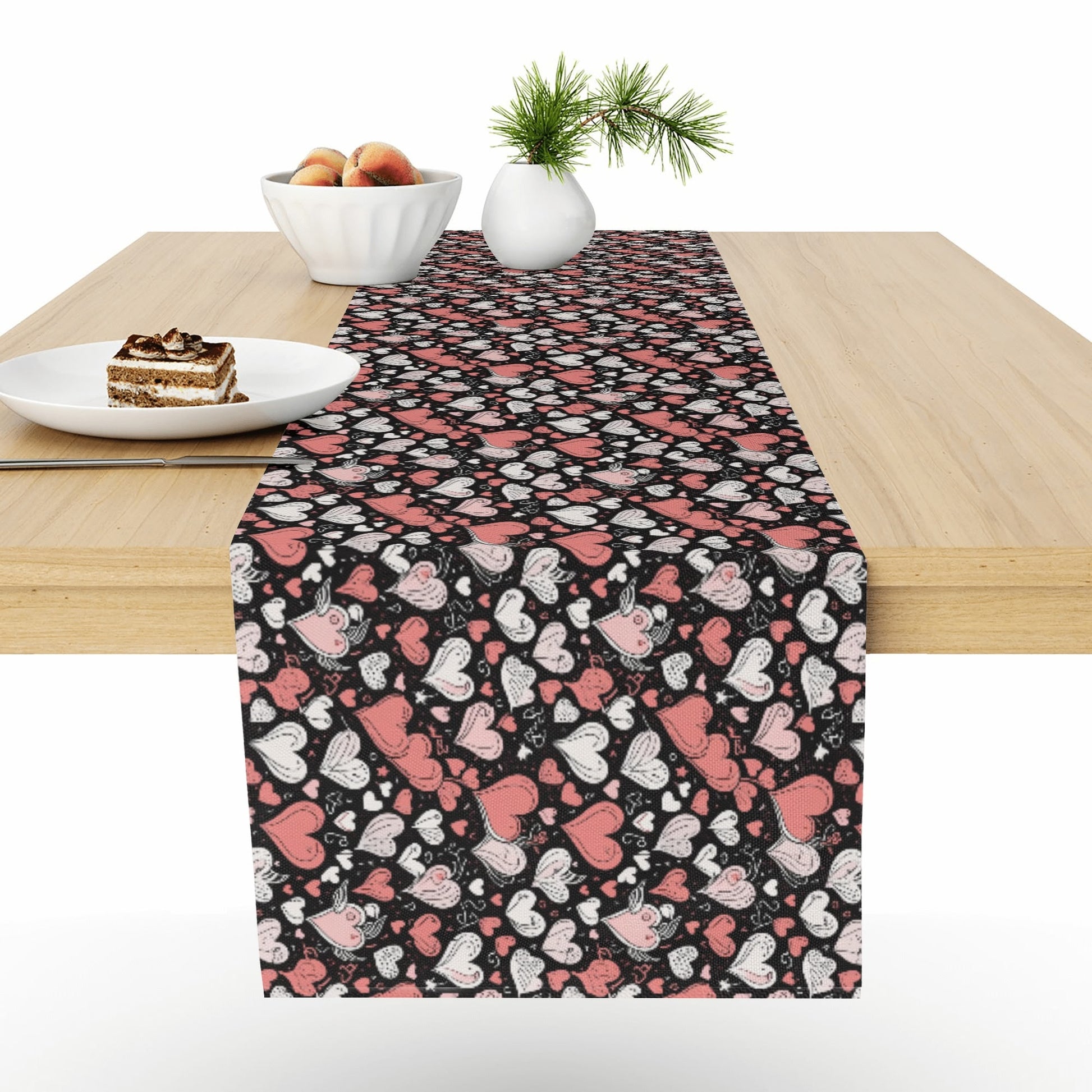 Colorful Hearts Polyester Table Runner DeRose Seasonal