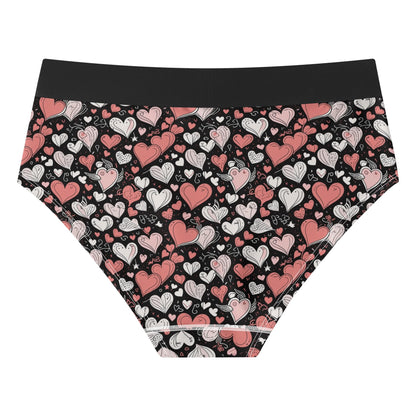 Colorful Hearts Womens Mid Waisted Briefs DeRose Seasonal