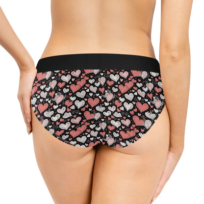 Colorful Hearts Womens Mid Waisted Briefs DeRose Seasonal