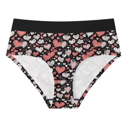 Colorful Hearts Womens Mid Waisted Briefs DeRose Seasonal