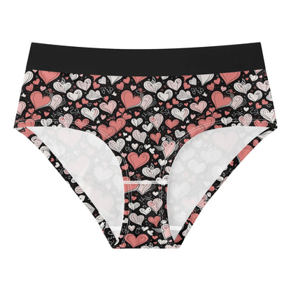 Colorful Hearts Womens Mid Waisted Briefs DeRose Seasonal