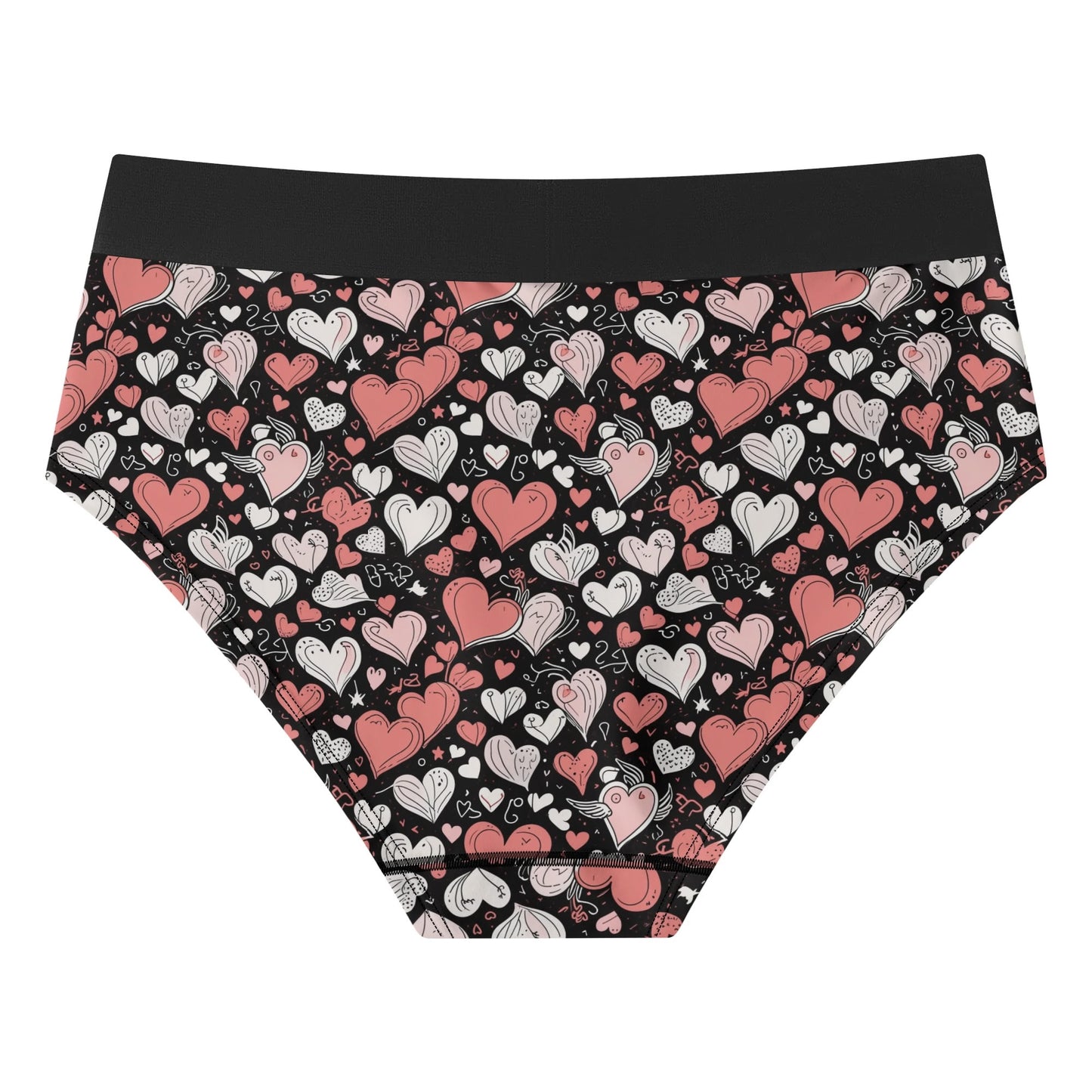 Colorful Hearts Womens Mid Waisted Briefs DeRose Seasonal