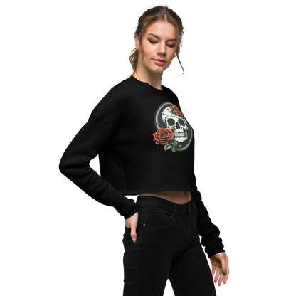 Woman in crop top facing side