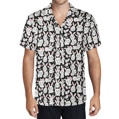 Cute Bunny Mens Casual Hawaiian Shirt DeRose Seasonal