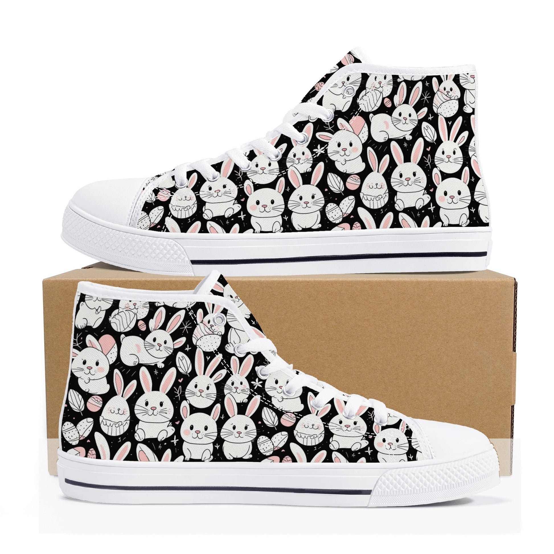 Cute Bunny Mens High Top Canvas Shoes DeRose Seasonal