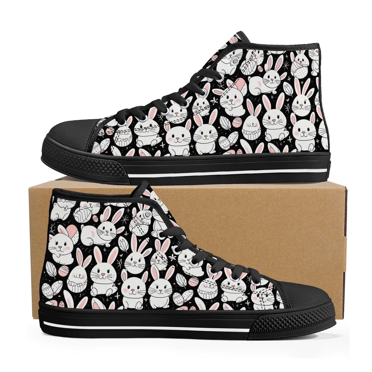 Cute Bunny Mens High Top Canvas Shoes DeRose Seasonal